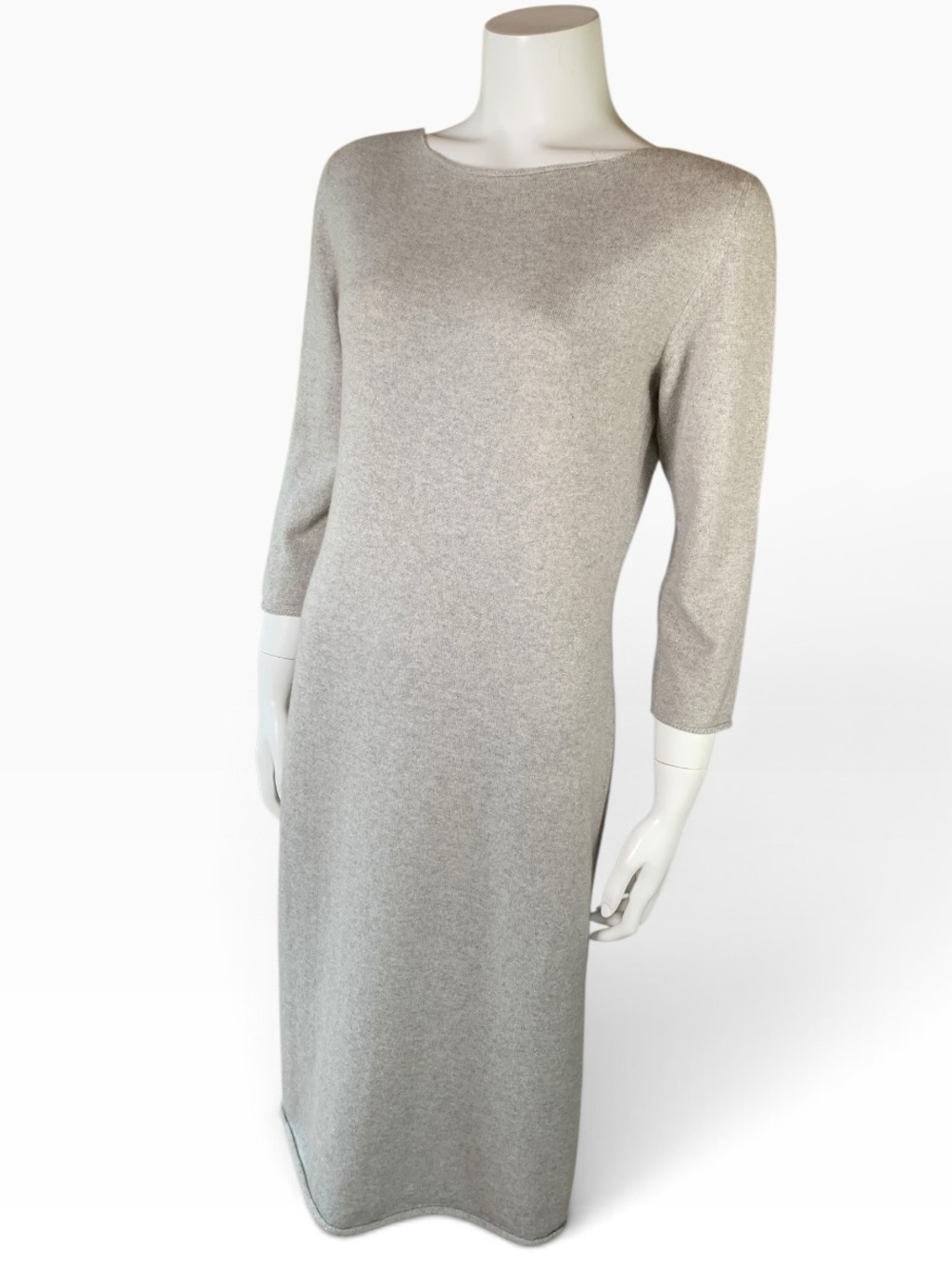 Bruno Manetti Italian Cashmere Metallic Knit Midi Dress IT 40 US Size 4 to 6